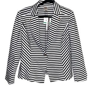 Ann Klein striped black/white blazer jacket New w tags! Size Large